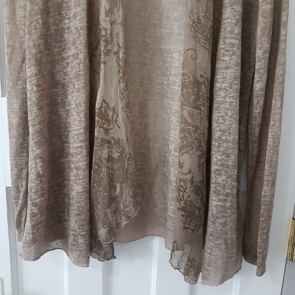 Made in Italy Open Front Silk Trim Long Sleeve Light Weight Cardigan Sz … - Picture 3 of 13